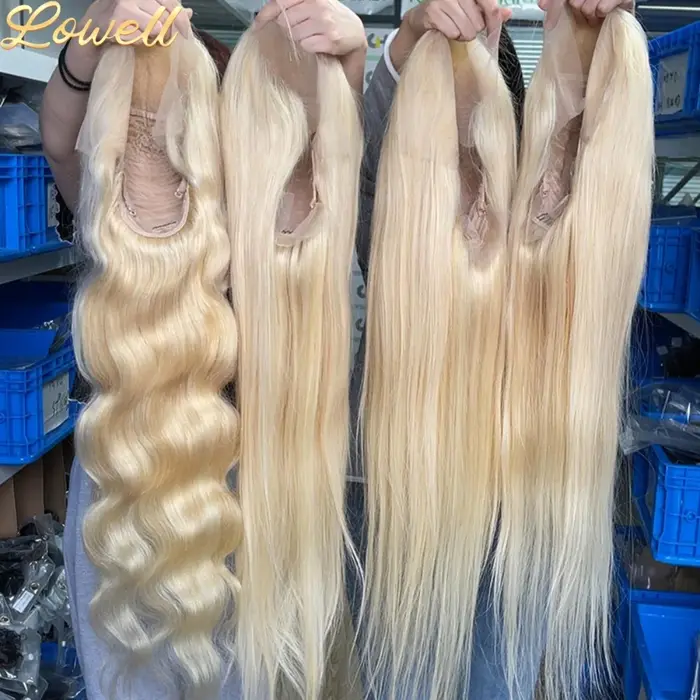 Perruque en cheveux humains blonds de 30 pouces, lisse, avec dentelle frontale HD 613, 13x6, 13x4, o
