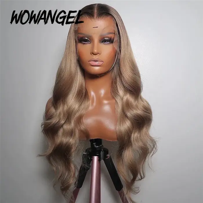 34inch Ash Blonde Body Wave Real HD Lace Front Perruque de cheveux humains Melt Skins 13x6 Full Lace