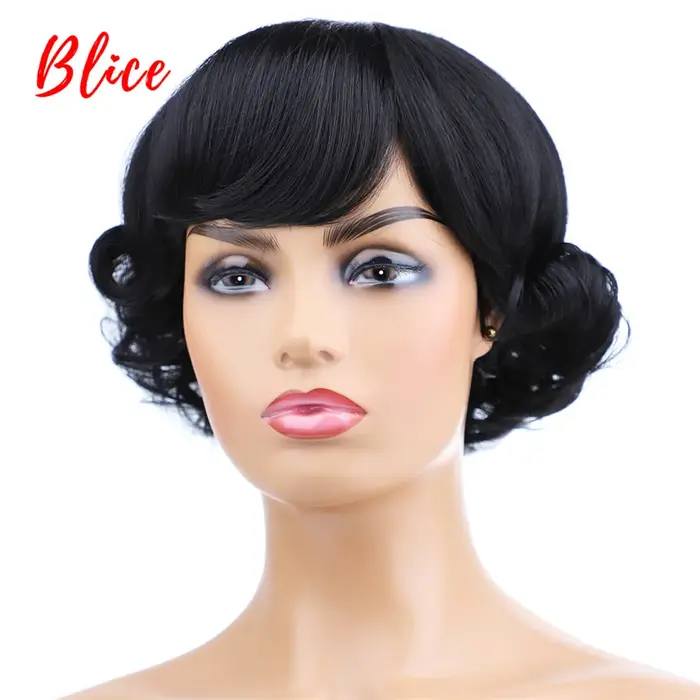 Blice-Perruques Synthétiques Courtes Bouclées pour Femme