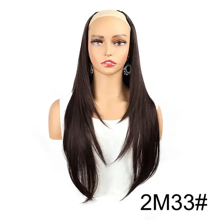 WIGSIN 22 pouces synthétique en forme de V couches 4 Clips longue Extension de cheveux raides mode postiche Invisible perruque pour les femmes
