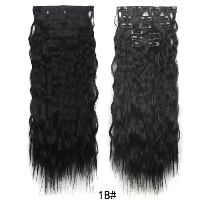 Extensions de cheveux synthétiques ondulées à clipser, postiches bouclées à clipser, extensions de c