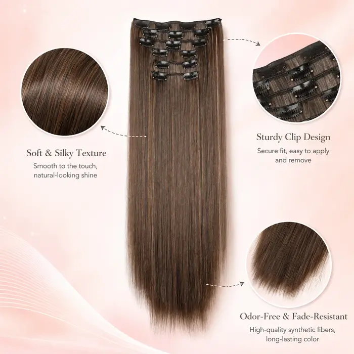 Extensions de cheveux noirs 24 pouces/60 cm