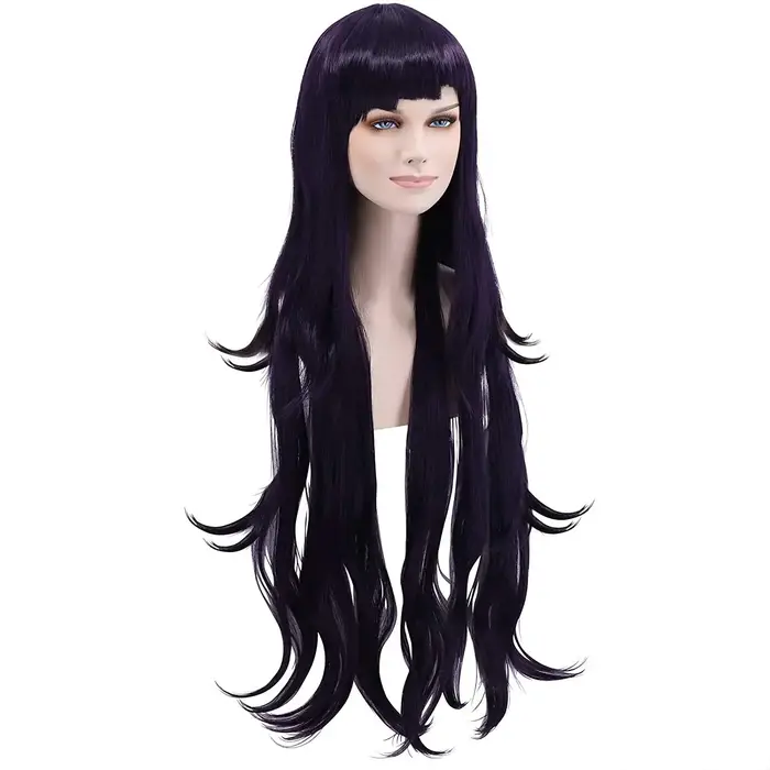 Perruque de Cosplay longue violette Mikan Tsumiki violet foncé