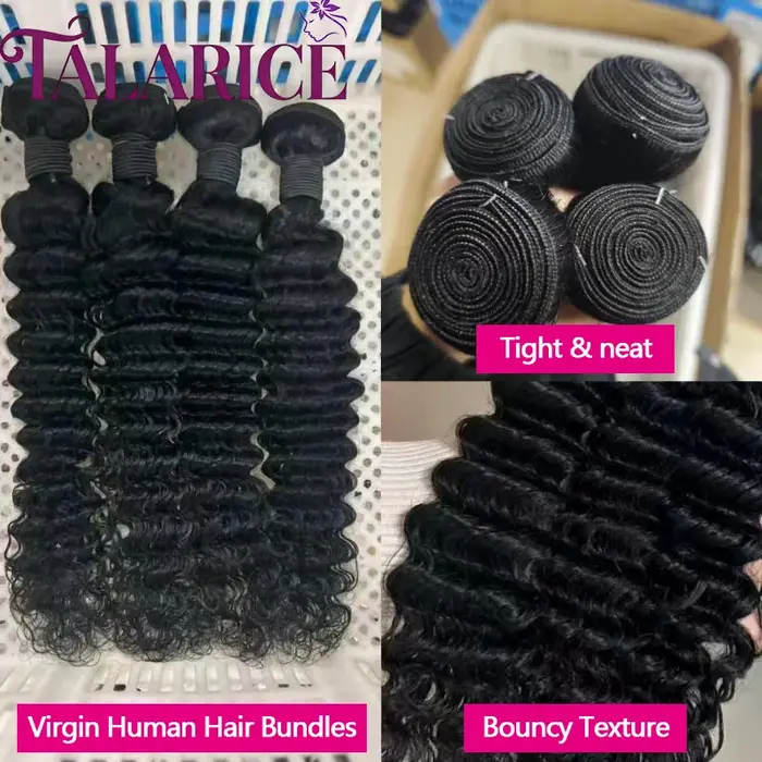 Vague Profonde Tissage Cheveux Humains 15A Non Traités Brésiliens 100% Cheveux Humains Pour Les Femm