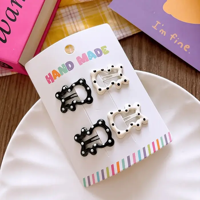 Strass Vintage à pois étoile pinces à cheveux ensemble japonais doux fille coeur géométrique Flyaway BB Clips enfants