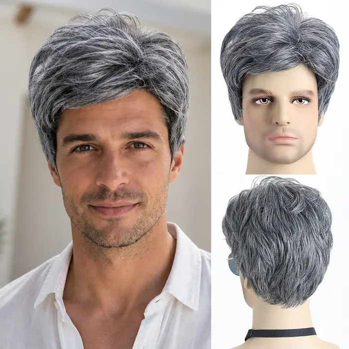 Perruque réaliste et moelleuse pour hommes