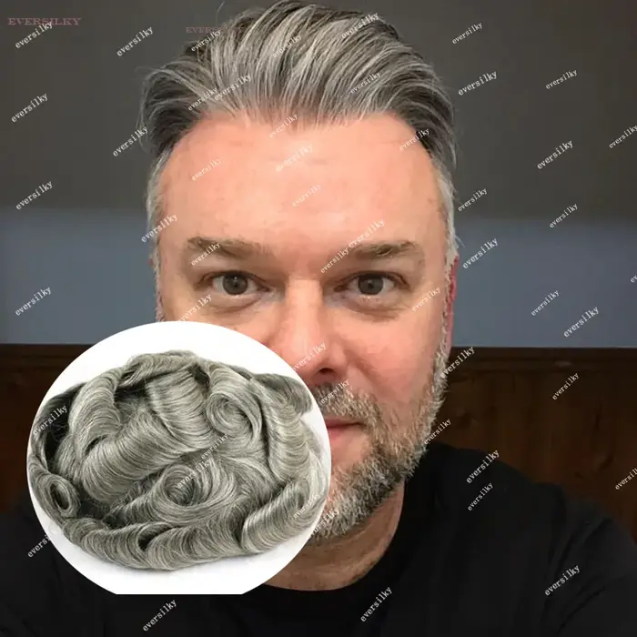 1B65 1B80 délié naturel noir gris 1B50 Durable 0.1mm Injection peau mince brun hommes toupet système