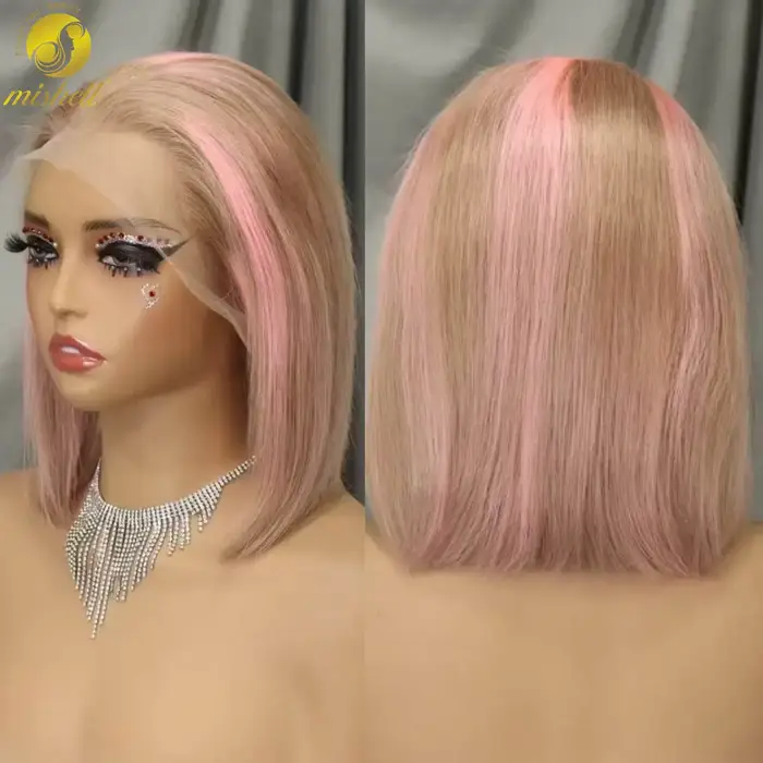 Perruque Bob Rose en Cheveux Humains
