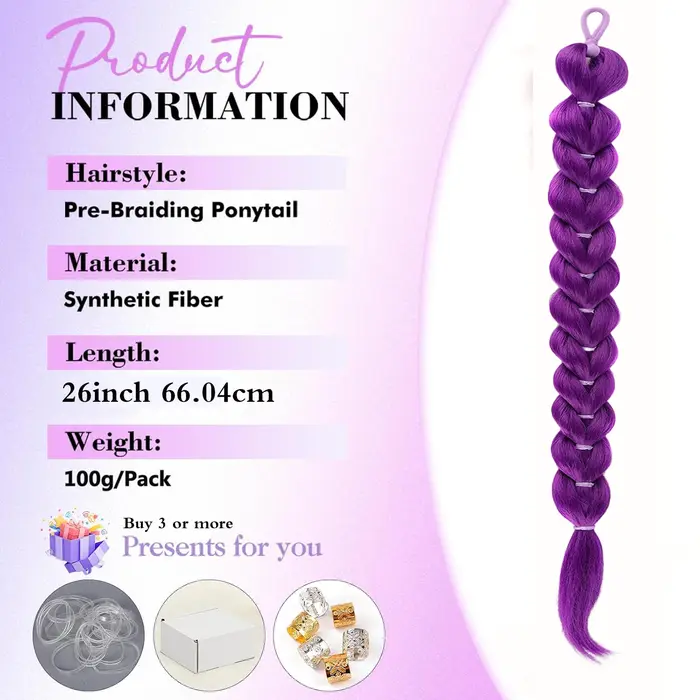 Extension de cheveux tressés Purple Dragon pour filles