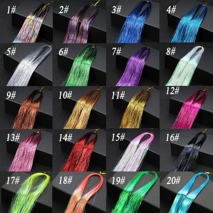 Mèches de cheveux synthétiques scintillantes