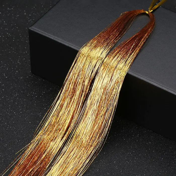 Hip-Hop coloré Bling Extension de cheveux accessoires Laser or brillant fil métallique Extensions