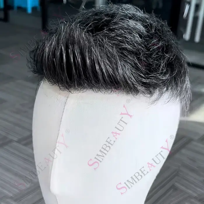 Noir brun 1b40 1b80 gris toupet 100% cheveux humains pour hommes 0.1mm Super pleine peau mince homme