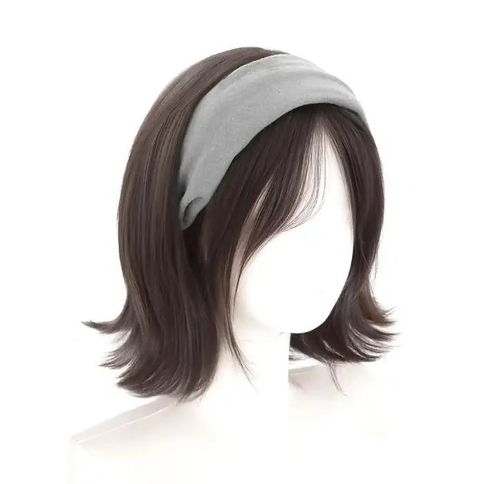 Bandeau perruques court droit Bob pour femmes demi perruques cheveux synthétiques pour Cosplay fête