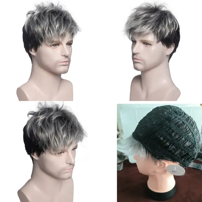 MSIWIGS – perruque synthétique courte et lisse pour hommes