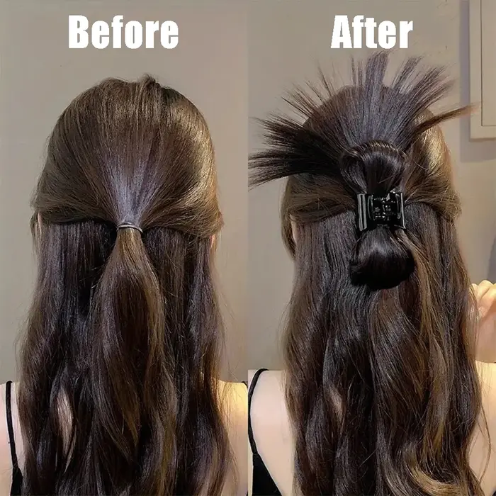 Extension de faux cheveux synthétiques chignon droit avec griffe Updo plume de poulet volant tête postiche pour fille femmes Chignons