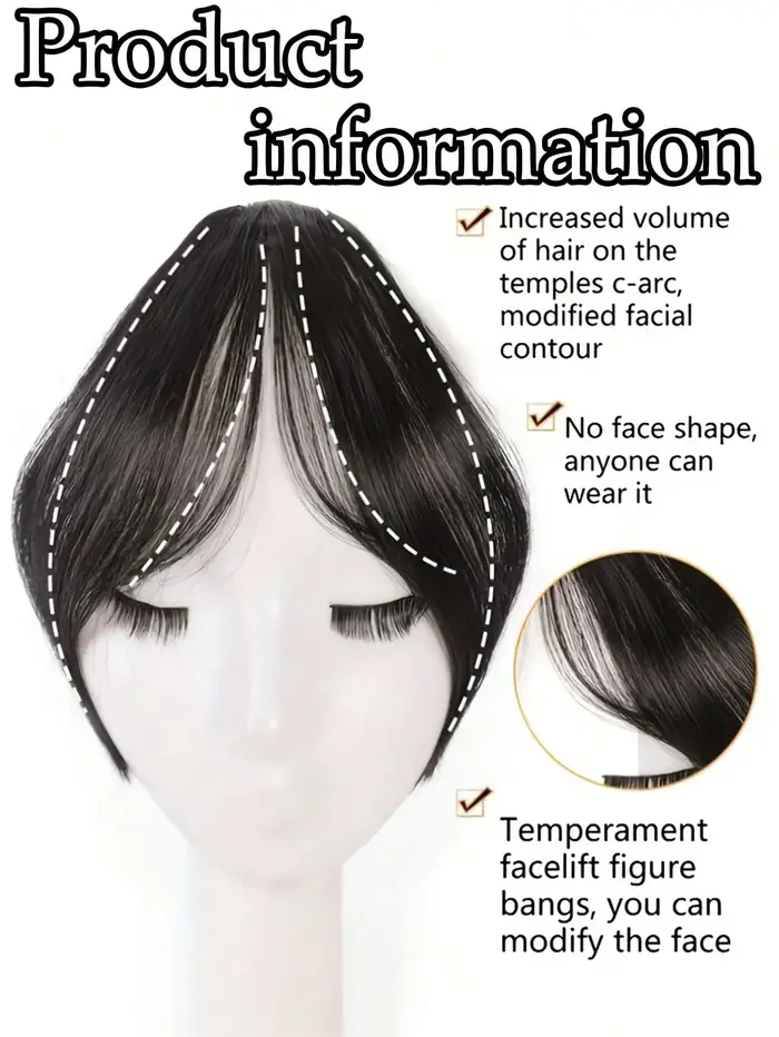 Synthèse perruque partie centrale frange Extensions de cheveux pince devant naturel sans couture fra