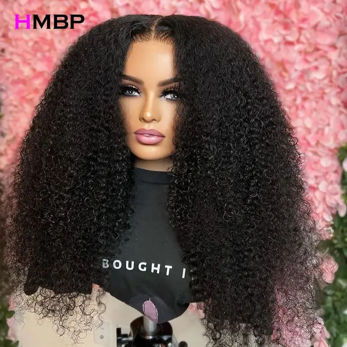 350 densité Afro crépus bouclés 360 sans colle pleine perruque de dentelle 13X6 HD dentelle frontale