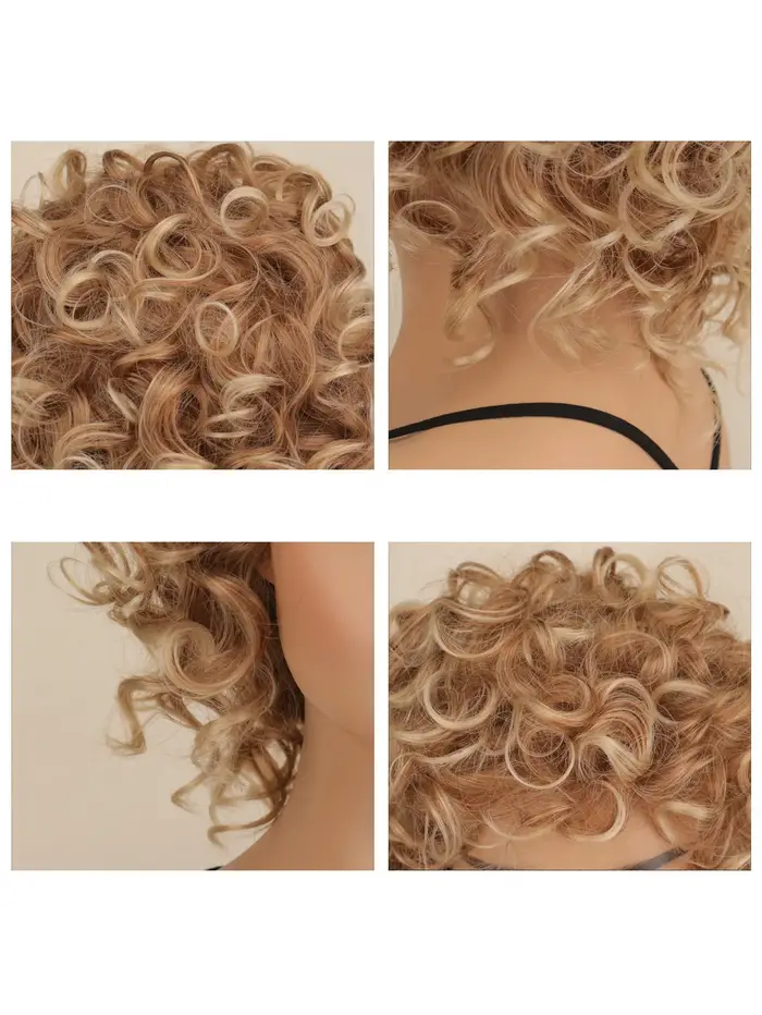 Perruques blondes courtes bouclées pour femmes