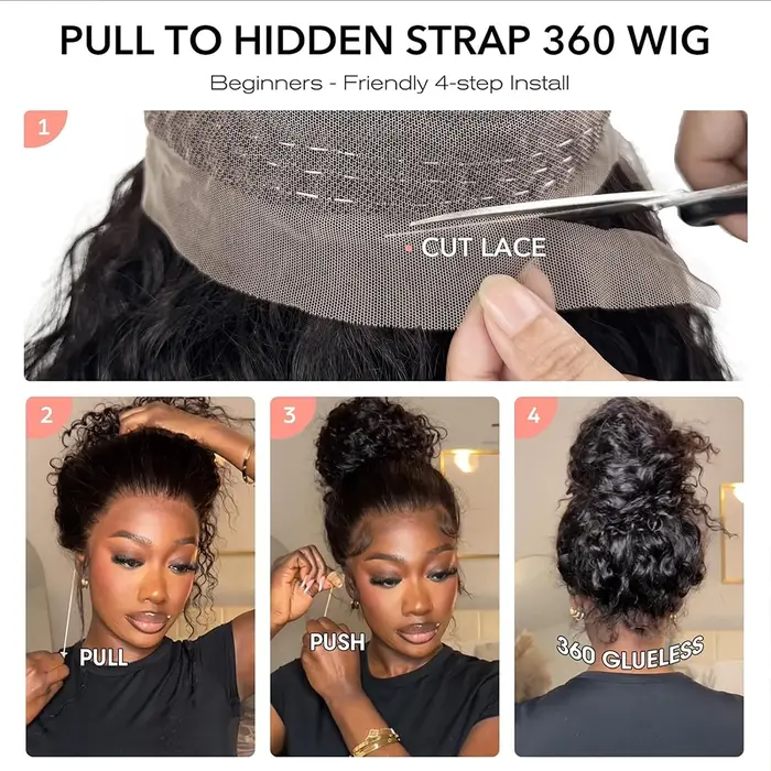 Perruque Lace Front Wig sans colle 360 HD