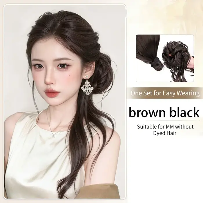 Perruque Dragon Beard Meatball Bun pour femmes et filles