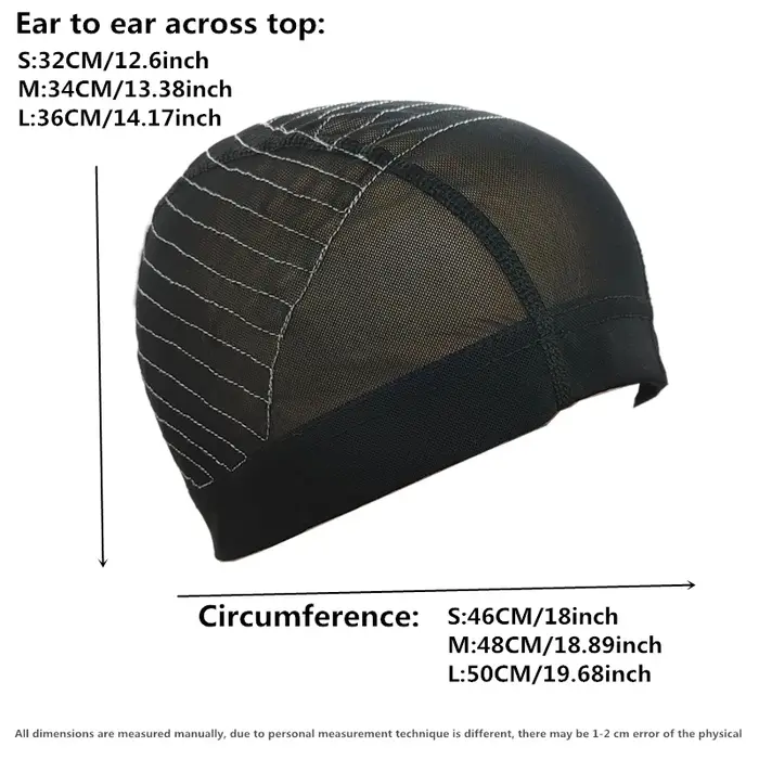 Bonnet de perruque en forme de dôme en maille avec bande sans colle pour débutants, 4x 4/5x 5/13x 4/13x6, fabrication de perruque en dentelle, filet à cheveux idéal pour créer des perruques personnali