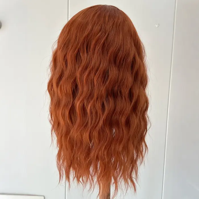 Perruque Bob synthétique courte ondulée rouge cuivre pour femmes