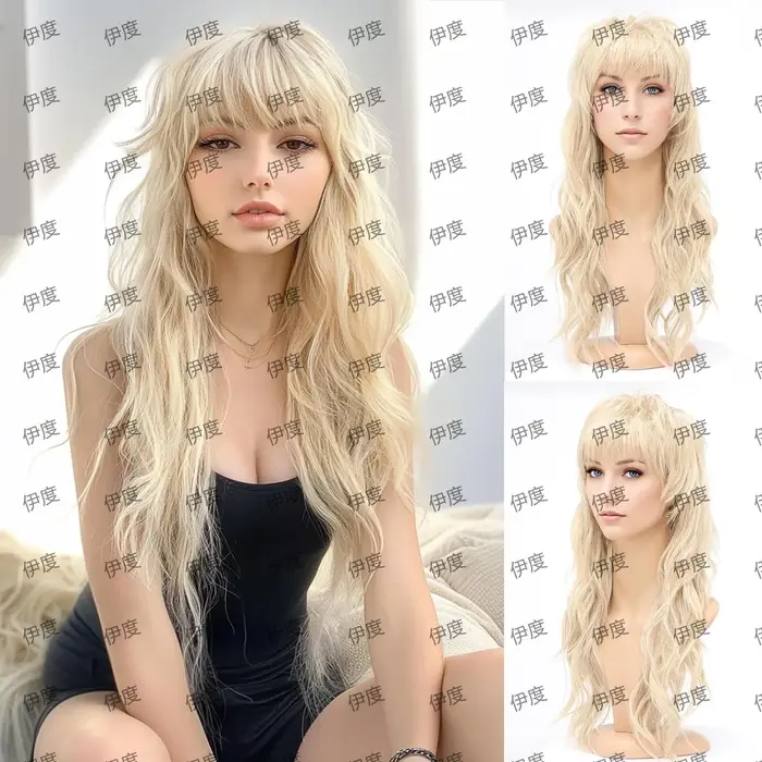 Perruque synthétique longue bouclée style punk rock années 80-90, avec filet, pour femme, dorée et noire, accessoire de tête pour cosplay, fête, Halloween, scène