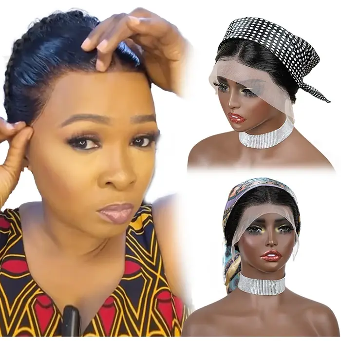 10 pouces 13x4 pouces dentelle avant tresse perruque noir Gele avant perruque 100% cheveux humains avec bébé cheveux perruque pour les femmes