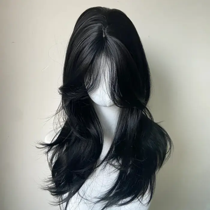 Ashely perruque noire femme bandeau corps ondulé Rose cheveux Net modèles en frange française haute 