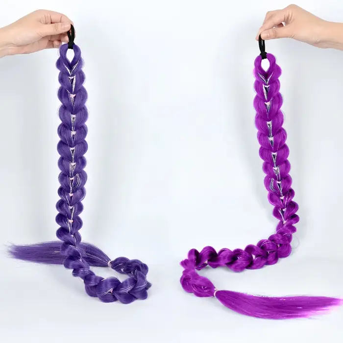 LUPU – perruque tressée synthétique violette de 32 pouces
