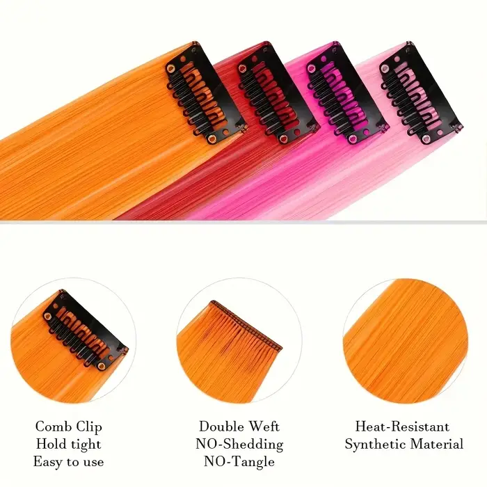 Extensions de cheveux synthétiques longues et lisses