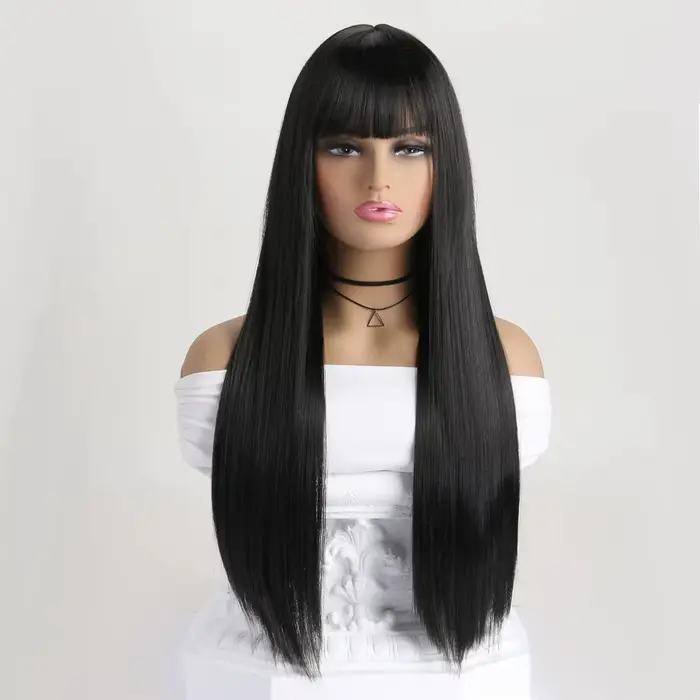 Perruque synthétique de 26 pouces la plus vendue pour cheveux longs et raides