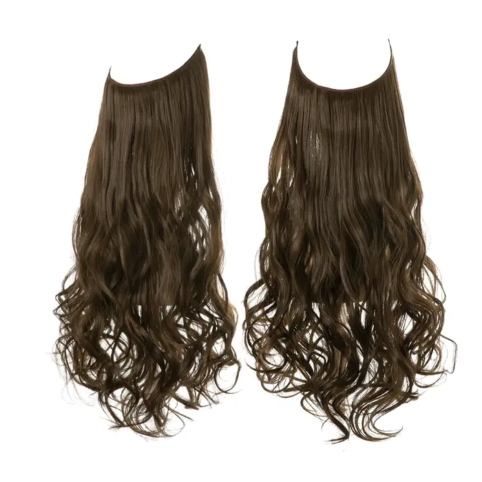 Extensions capillaires synthétiques invisibles de qualité supérieure, postiches sans Clips, postiche longue et ondulée naturelle, faux cheveux pour femmes