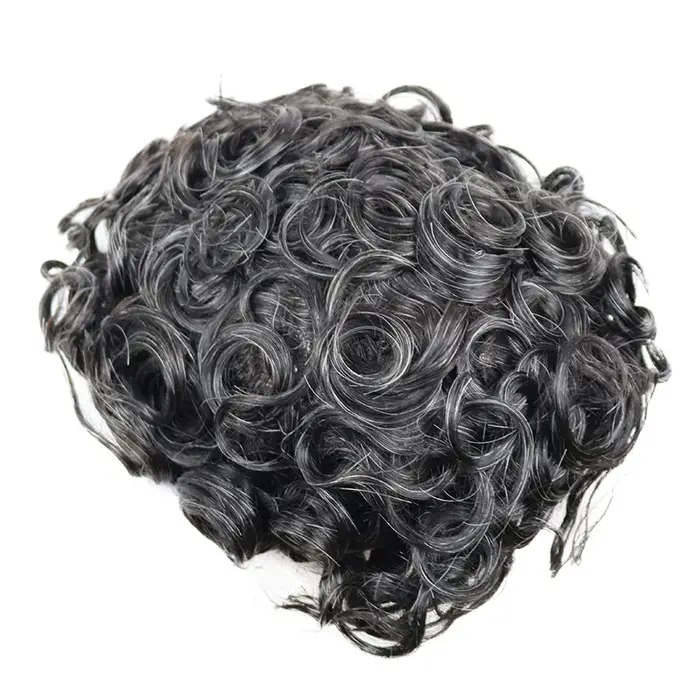 Hommes 26mm naturel bouclés cheveux humains toupet remplacement capillaire prothèse 100% cheveux hum