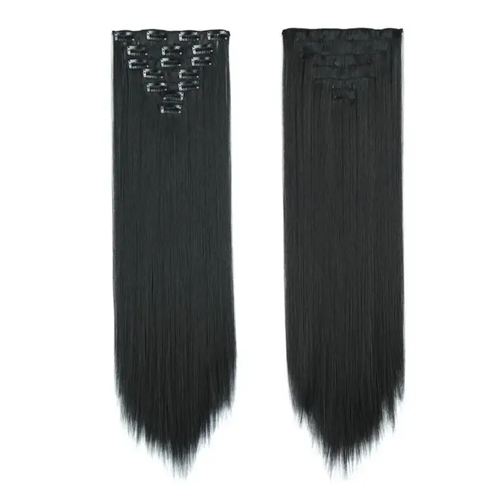 Extensions de cheveux synthétiques à clipser pour femmes et filles