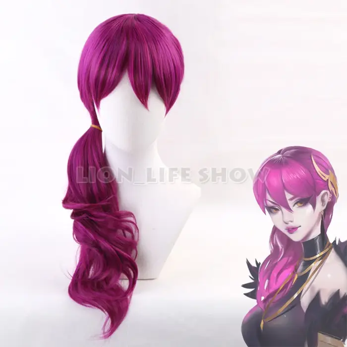 Perruque Cosplay synthétique KDA – personnages de jeu LOL K/DA evelyn, perruque Rose rouge résistant