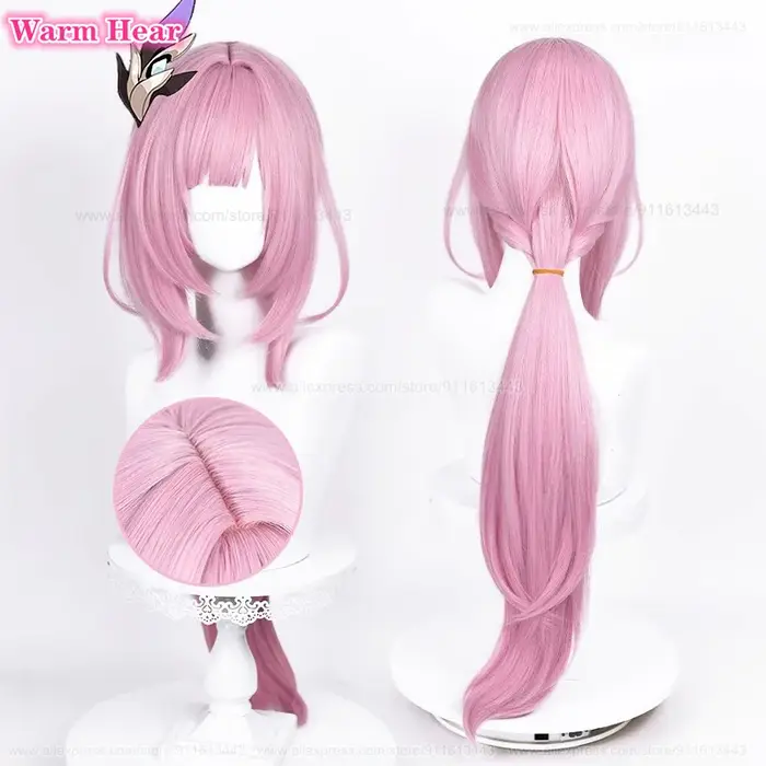 4 Styles Elysia jeu de cheveux synthétiques 80 cm/120 cm de Long rose Cosplay perruques avec oreilles