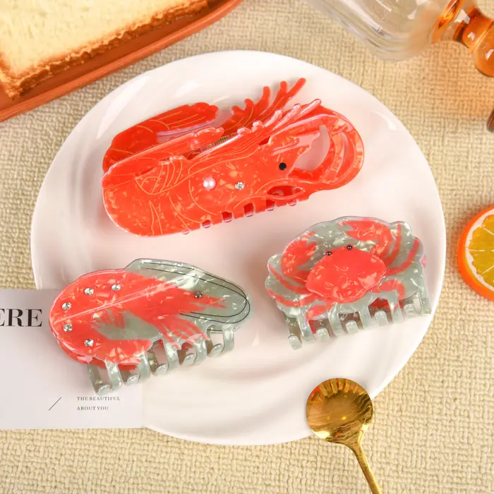 2025 fruits de mer déjeuner griffe de cheveux délicieux homard et crabe personnalité conception pinces