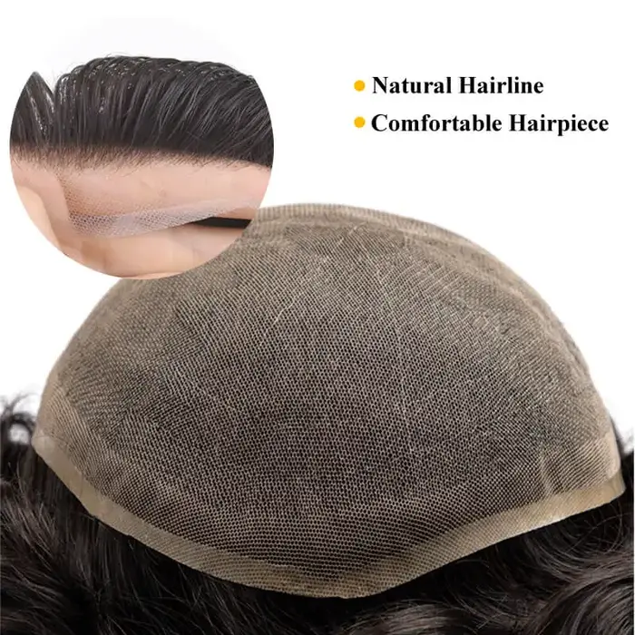 Toupet pour homme 100% cheveux humains | Perruque à base de dentelle complète