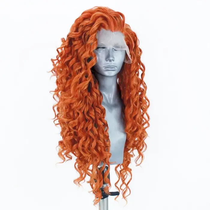 RONGDUOYI – perruque Lace Front Wig synthétique Orange