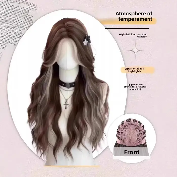 Perruque très vendue pour femme, style américain et asiatique, grandes ondulations, couvre-tête comp