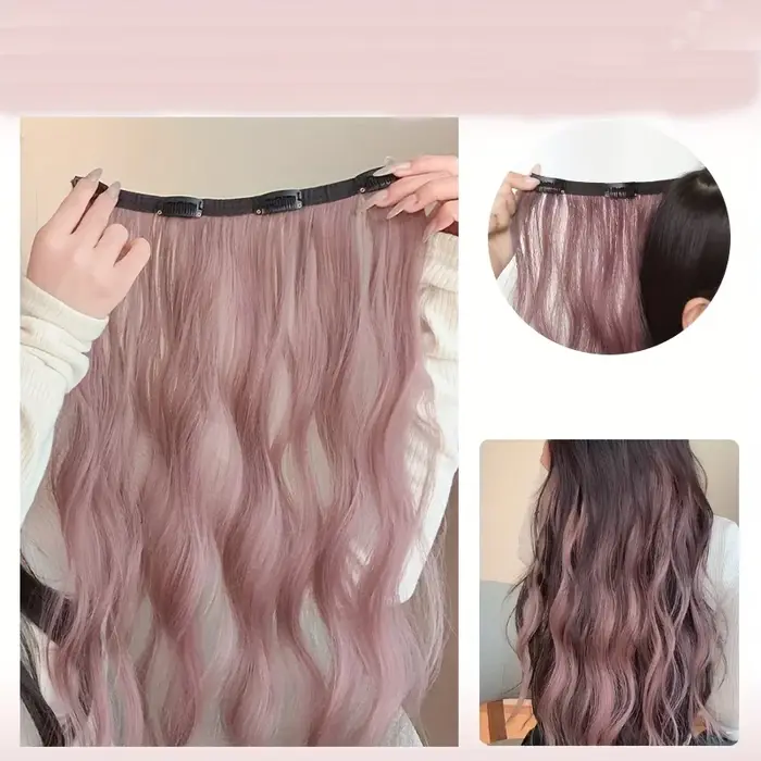 Vagues d'eau bouclées, extension de cheveux à reflets quatre cales