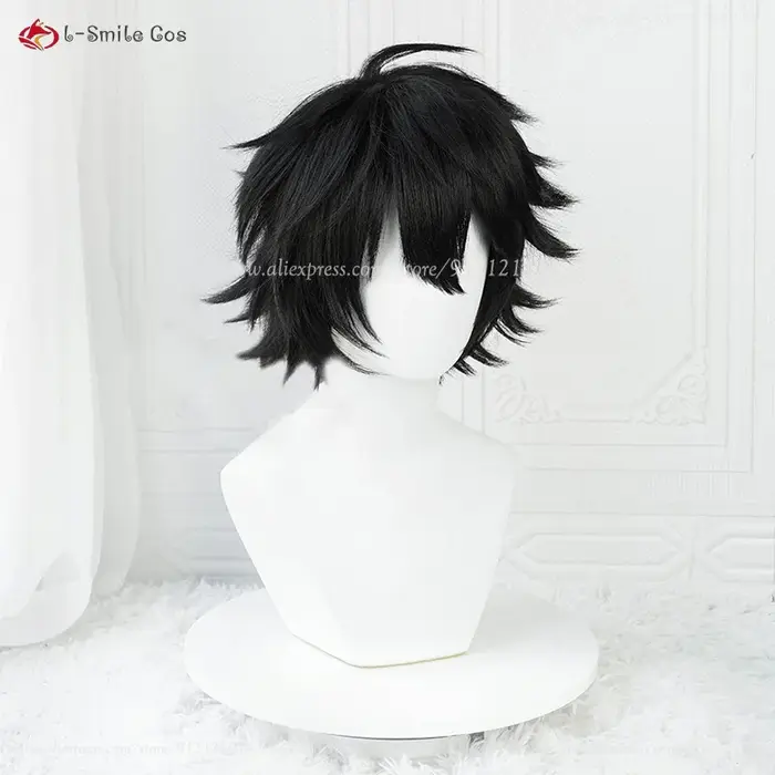 Haute qualité Anime L Cosplay perruque pour hommes L. Lawliet noir