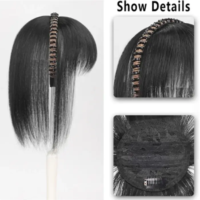 Frange synthétique à bandeau, postiche en une seule pièce, courte et droite, extension de cheveux, faux franges pour femmes, accessoire capillaire