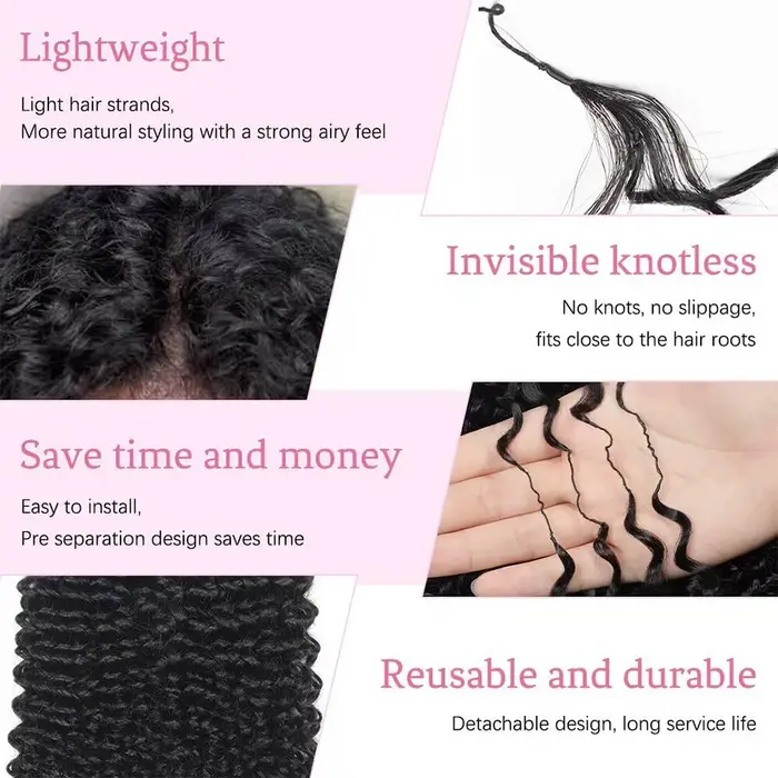 Mèches brésiliennes 100% naturelles Remy ondulées au Crochet, Extensions de cheveux invisibles avec