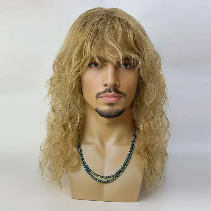 Perruque Synthétique Longue Bouclée pour Homme