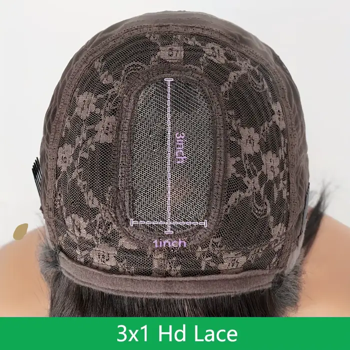 Perruque sans colle avec frange, cheveux humains, dentelle HD 3x1, perruques lisses en cheveux humai