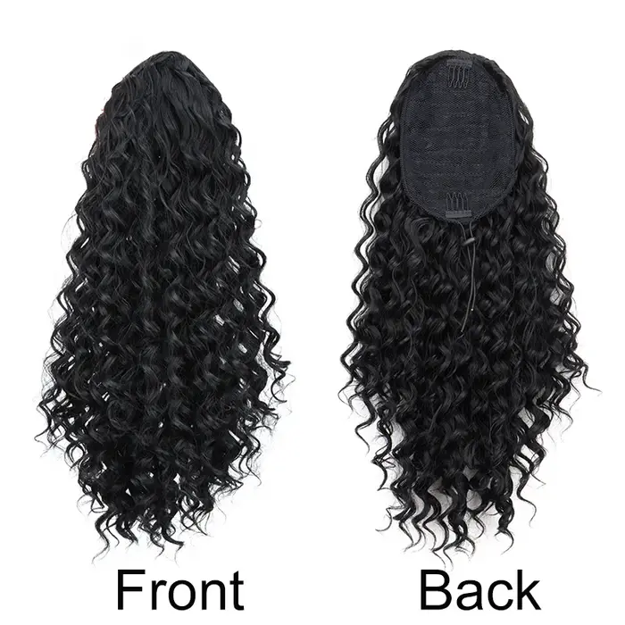 WIGSIN 18 pouces synthétique crépus bouclés queue de cheval cheveux courts moelleux bouclés cordon p