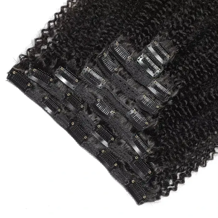 Extensions de cheveux humains vierges 4C à clipser