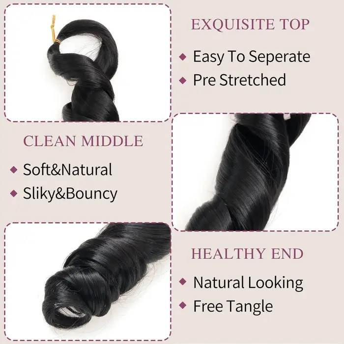 Extensions de cheveux synthétiques bouclés en spirale pour tresses